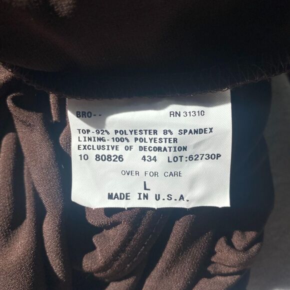 BCX Made in USA Early 2000's Dark Brown Cinched Babydoll Rhinestone Halter Top L - Picture 8 of 8